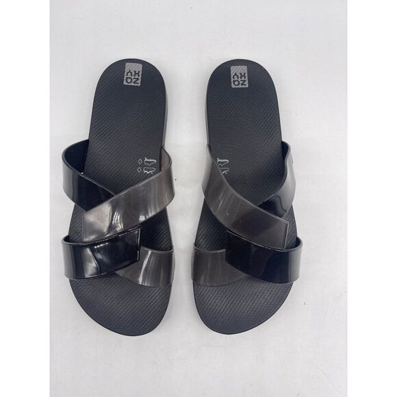 Zaxy Women Black/ Gray Slip-On Open-Toe Sandal Size 9 - Picture 5 of 7